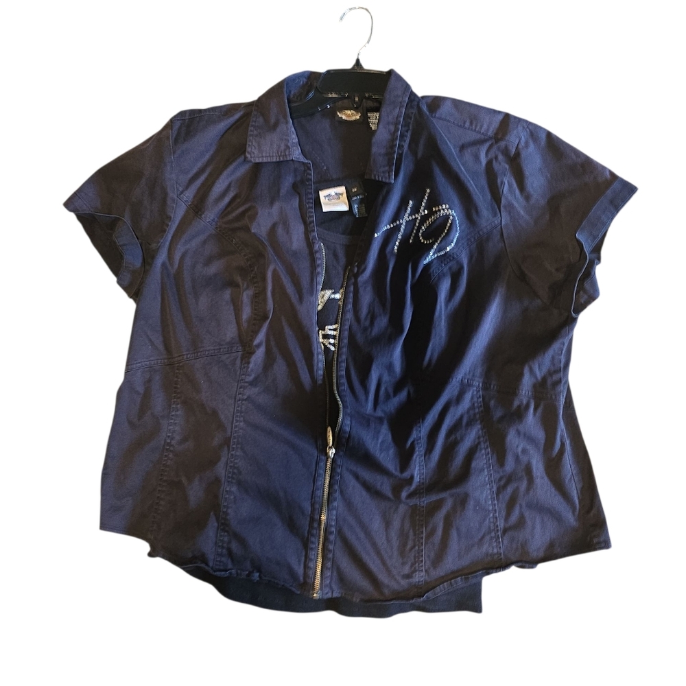 HARLEY DAVIDSON 2 piece Sleeve Zip-Up Shirt